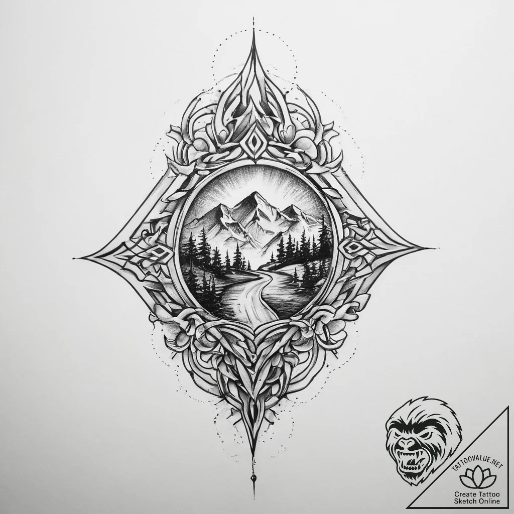 Tattoo sketch road - tattoo sketch (№1756255495_0, 27.08.2025 00:44) — tattoovalue.net