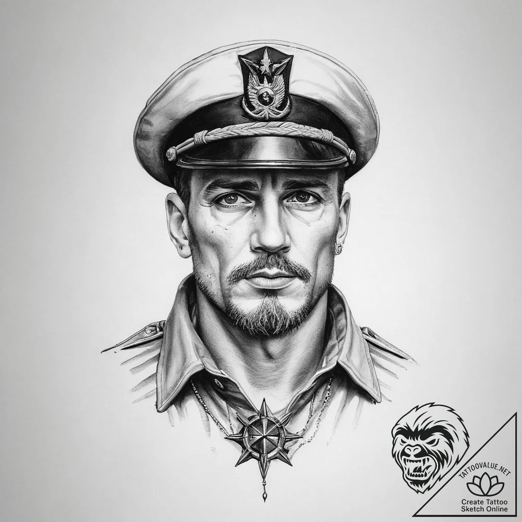Tattoo sketch captain - tattoo sketch (№1756256486_0, 27.08.2025 01:01) — tattoovalue.net