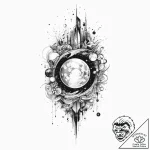 Tattoo sketch cosmic scene, ink illustration… – tattoo sketch (№1756258261_0, 27.08.2025 01:31) — tattoovalue.net