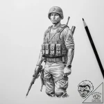 Tattoo sketch soldier with a pencil – tattoo sketch (№1756258855_0, 27.08.2025 01:40) — tattoovalue.net