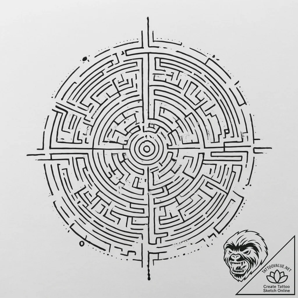 Tattoo sketch labyrinth pattern, ink illustra... - tattoo sketch (№1756259842_0, 27.08.2025 01:57) — tattoovalue.net