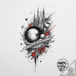Tattoo sketch cosmic land, tattoo line art, t… – tattoo sketch (№1756260235_0, 27.08.2025 02:03) — tattoovalue.net