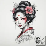 Tattoo sketch japanese geisha, tattoo line ar… – tattoo sketch (№1756260828_0, 27.08.2025 02:13) — tattoovalue.net