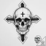 Tattoo sketch skull with a cross, tattoo line… – tattoo sketch (№1756262018_0, 27.08.2025 02:33) — tattoovalue.net