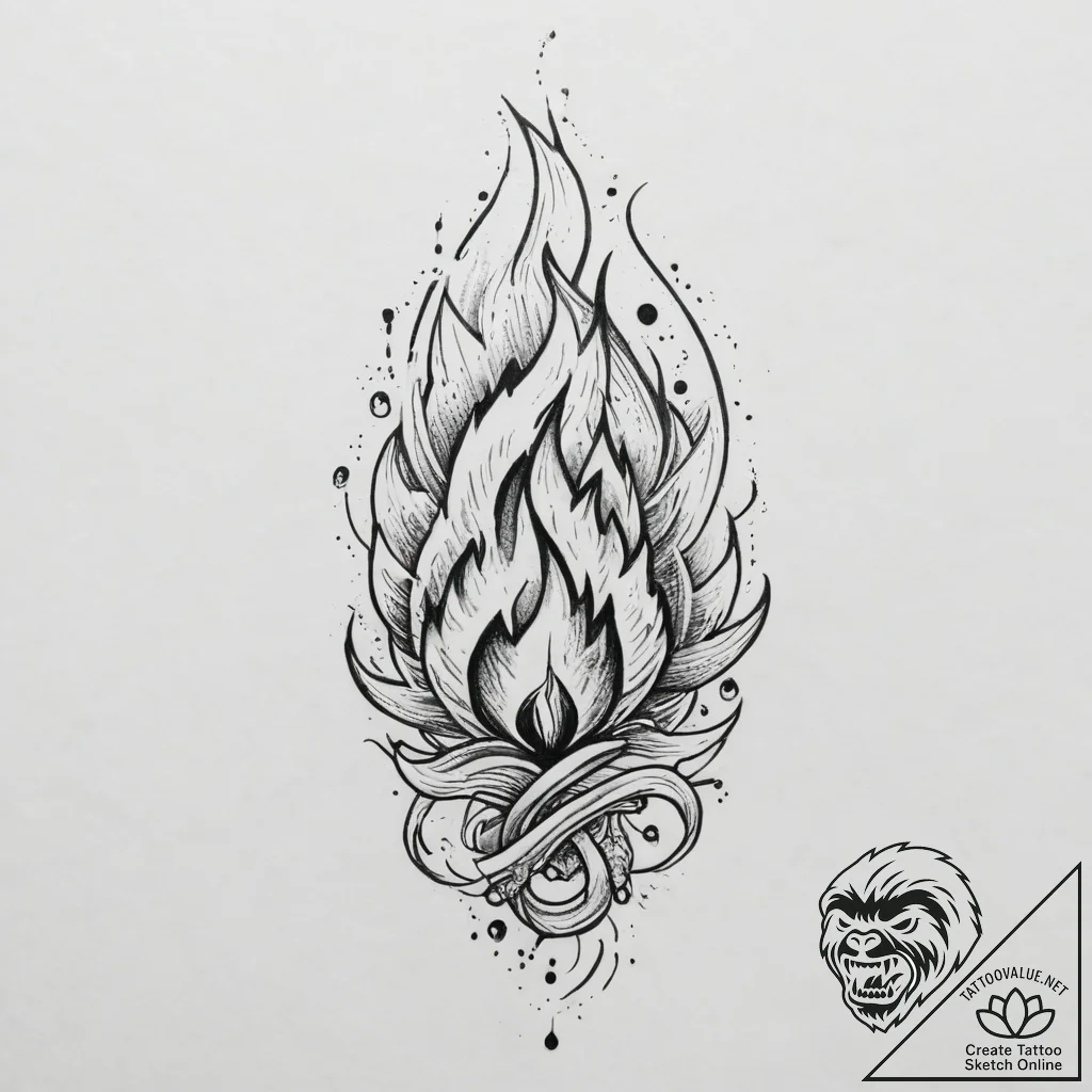 Tattoo sketch fire - tattoo sketch (№1756263019_0, 27.08.2025 02:50) — tattoovalue.net
