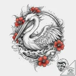 Tattoo sketch pelican, ink illustration for t… – tattoo sketch (№1756263421_0, 27.08.2025 02:57) — tattoovalue.net