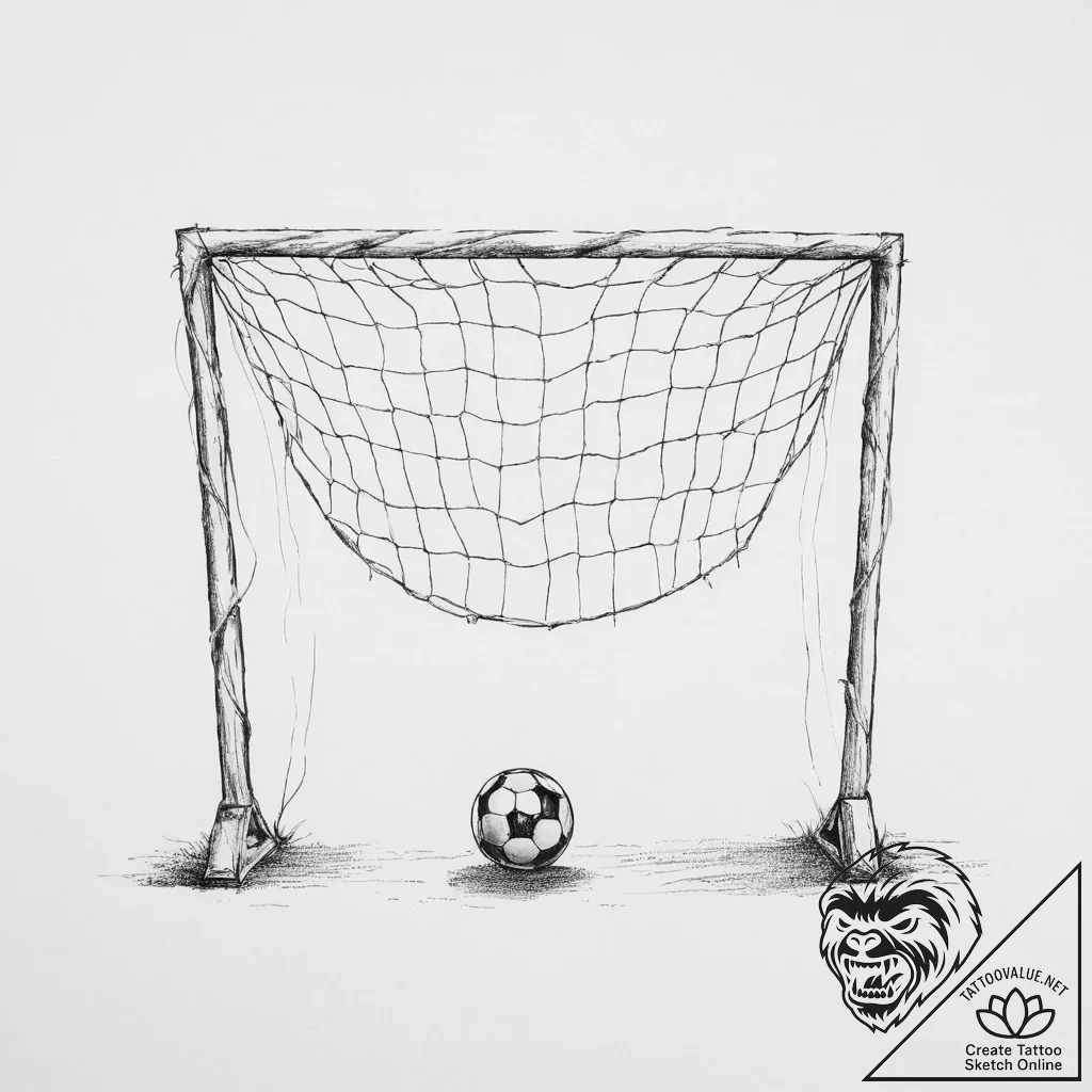 Tattoo sketch football football and goalposts - tattoo sketch (№1756263823_0, 27.08.2025 03:03) — tattoovalue.net