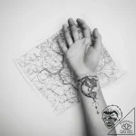 Tattoo sketch hands with a map – tattoo sketch (№1756264021_0, 27.08.2025 03:07) — tattoovalue.net