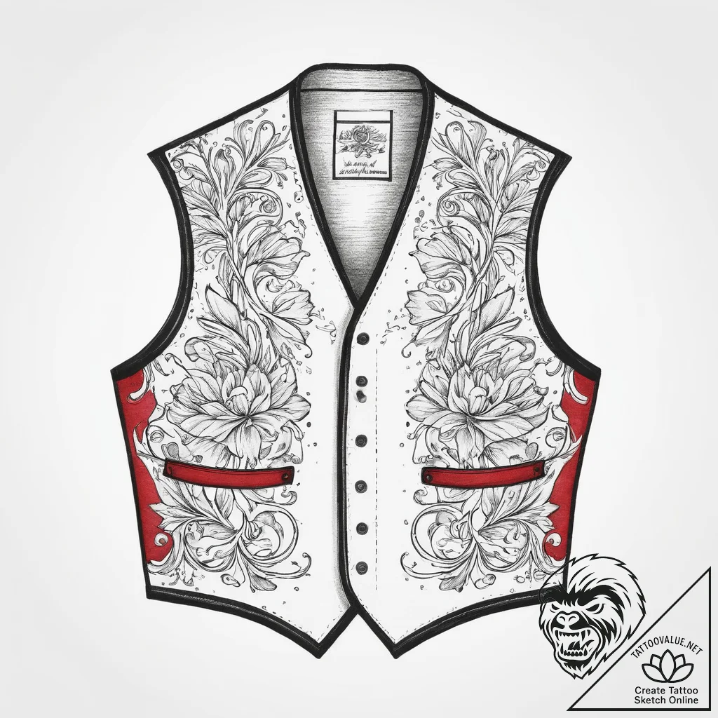 Tattoo sketch leather vest with a quote, arti... - tattoo sketch (№1756264223_0, 27.08.2025 03:10) — tattoovalue.net