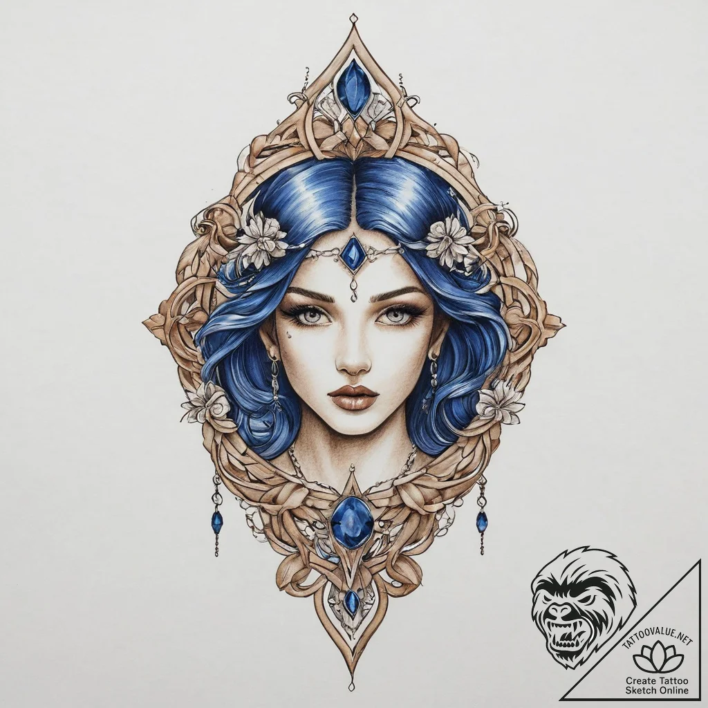 Tattoo sketch sapphire, tattoo drawing outlin... - tattoo sketch (№1756264430_0, 27.08.2025 03:13) — tattoovalue.net