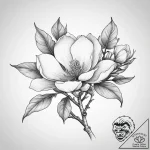 Tattoo sketch magnolia blossom branch, ink il… – tattoo sketch (№1756266251_0, 27.08.2025 03:44) — tattoovalue.net