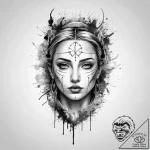Tattoo sketch holy character, ink illustratio… – tattoo sketch (№1756267257_0, 27.08.2025 04:00) — tattoovalue.net