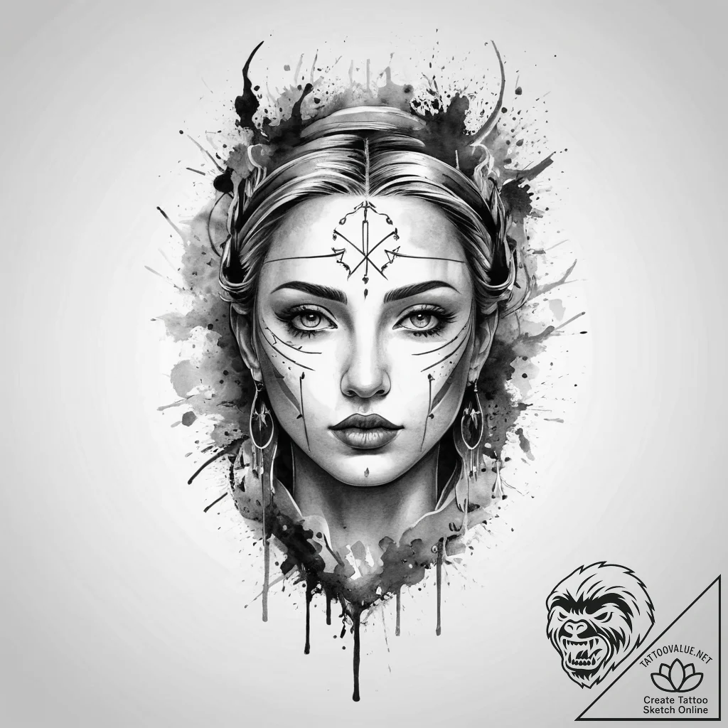 Tattoo sketch holy character, ink illustratio... - tattoo sketch (№1756267257_0, 27.08.2025 04:00) — tattoovalue.net