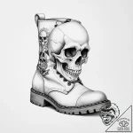 Tattoo sketch skinhead boot and a skull – tattoo sketch (№1756267660_0, 27.08.2025 04:07) — tattoovalue.net