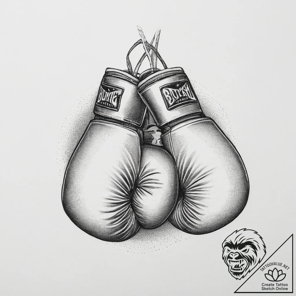 Tattoo sketch boxing boxing gloves, ink illus... - tattoo sketch (№1756270897_0, 27.08.2025 05:01) — tattoovalue.net