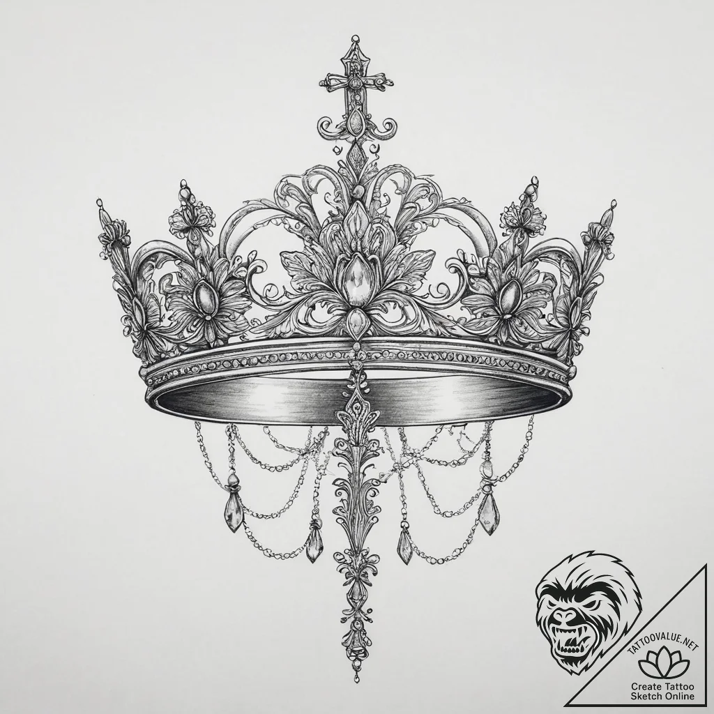 Tattoo sketch tiara, concept art for tattoo,... - tattoo sketch (№1756271095_0, 27.08.2025 05:04) — tattoovalue.net