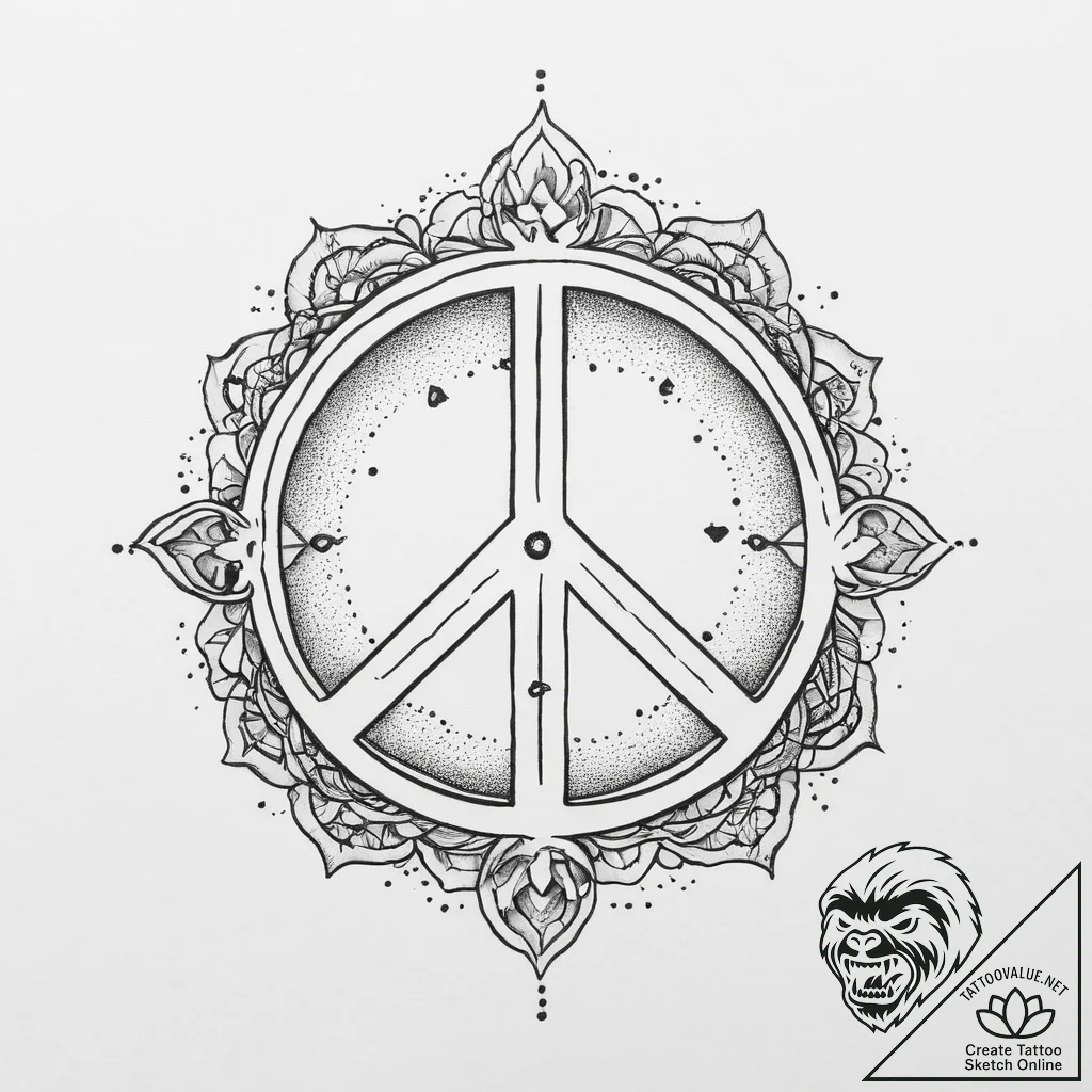 Tattoo sketch cosmic peace - tattoo sketch (№1756271914_0, 27.08.2025 05:18) — tattoovalue.net