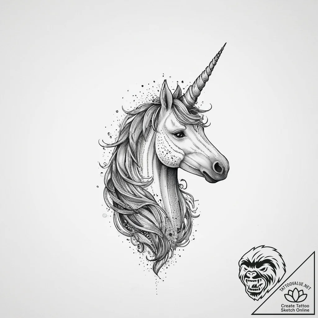 Tattoo sketch unicorn horn, concept art for t... - tattoo sketch (№1756272507_0, 27.08.2025 05:28) — tattoovalue.net