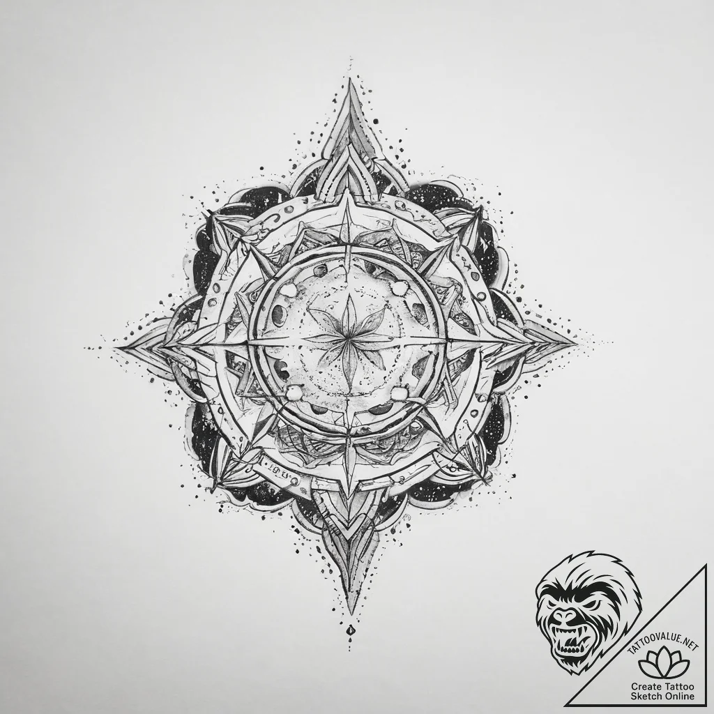 Tattoo sketch cosmic essence - tattoo sketch (№1756273689_0, 27.08.2025 05:48) — tattoovalue.net