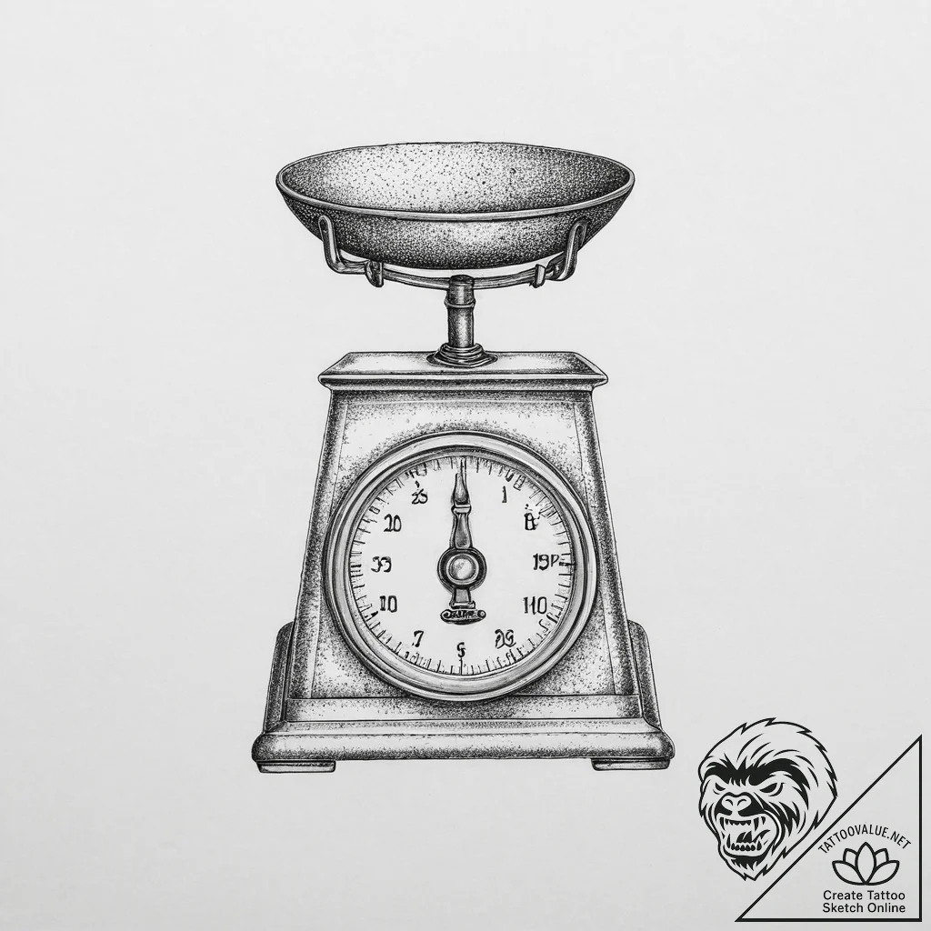 Tattoo sketch kitchen scale, tattoo sketch de... - tattoo sketch (№1756273885_0, 27.08.2025 05:51) — tattoovalue.net