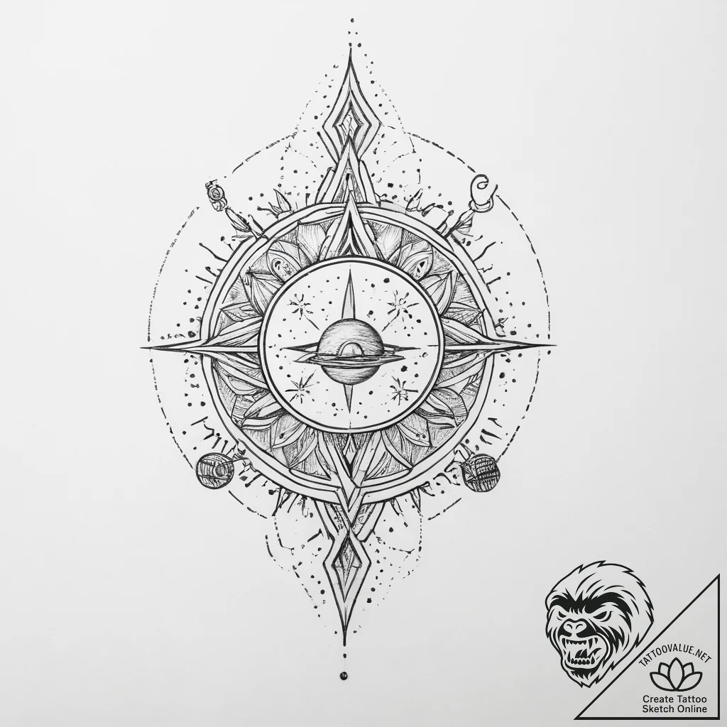 Tattoo sketch cosmic tale - tattoo sketch (№1756275068_0, 27.08.2025 06:11) — tattoovalue.net