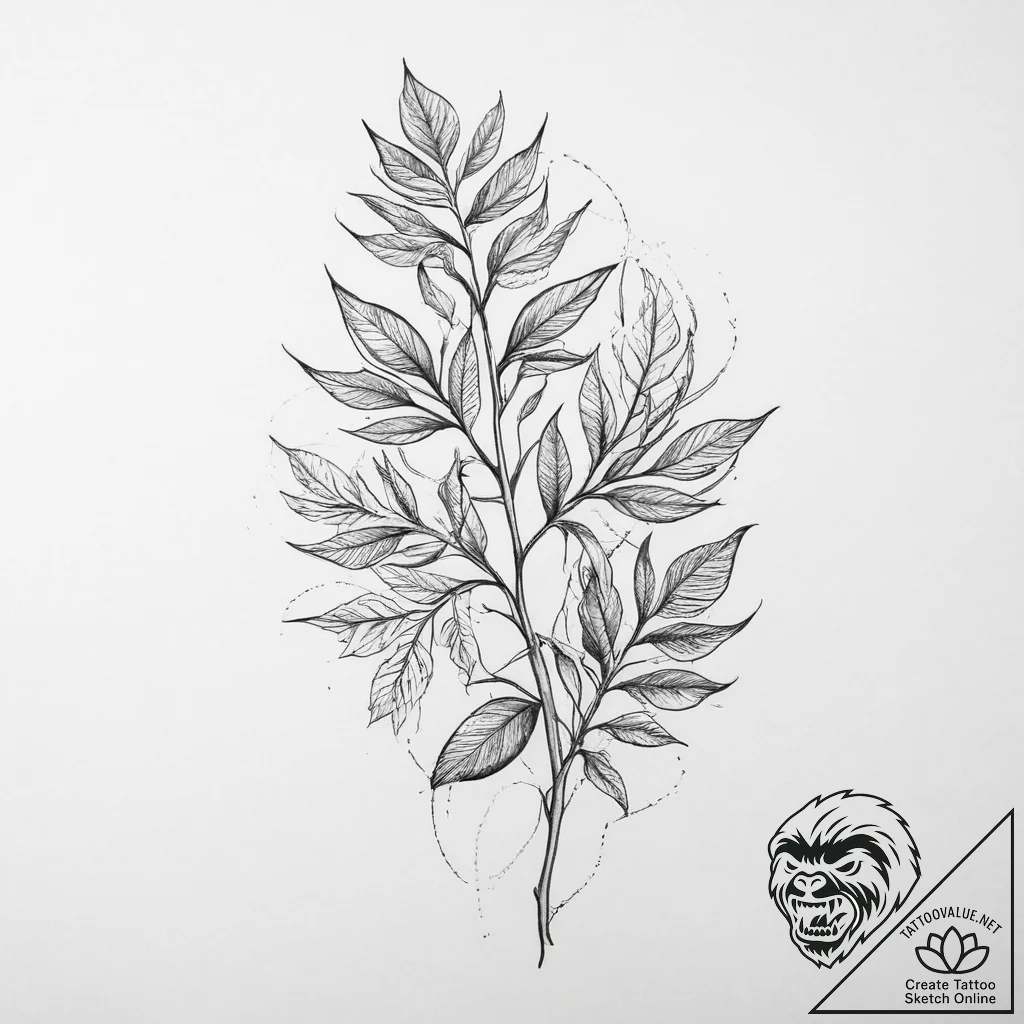 Tattoo sketch a symbolic plant - tattoo sketch (№1756275263_0, 27.08.2025 06:14) — tattoovalue.net
