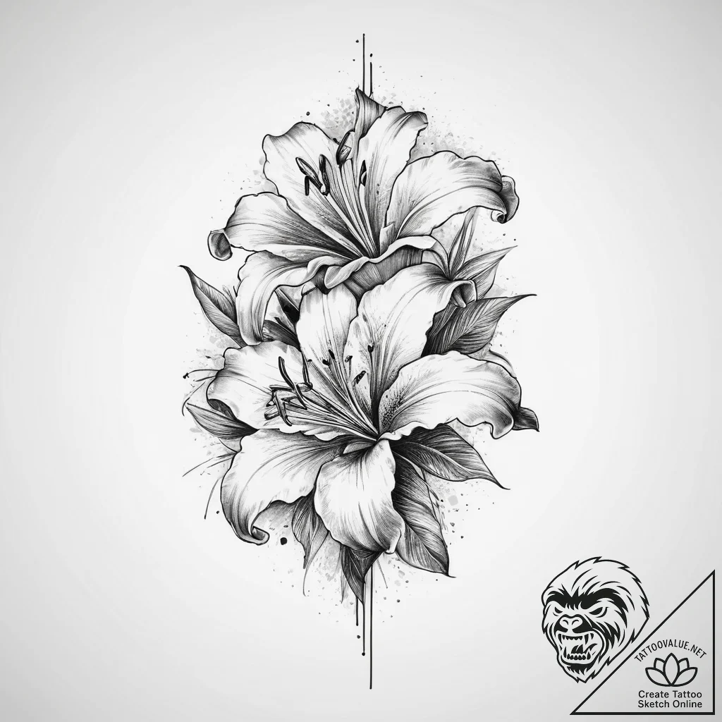 Tattoo sketch lily, tattoo sketch design, det... - tattoo sketch (№1756275656_0, 27.08.2025 06:20) — tattoovalue.net
