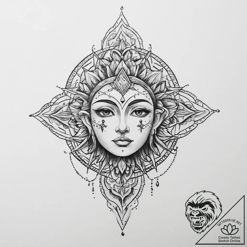 Tattoo sketch spiritual story - tattoo sketch (№1756276052_0, 27.08.2025 06:27) — tattoovalue.net