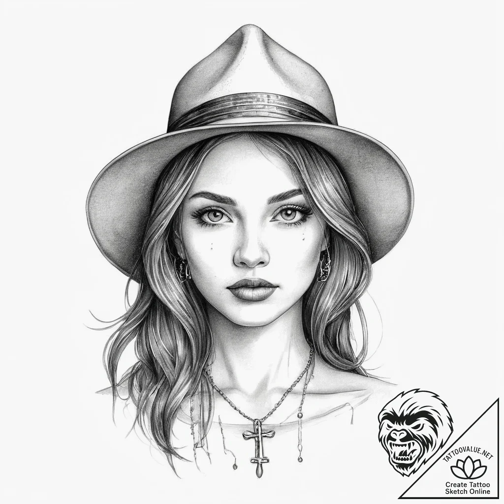 Tattoo sketch vasilisa the beautiful with a h... - tattoo sketch (№1756276445_0, 27.08.2025 06:34) — tattoovalue.net