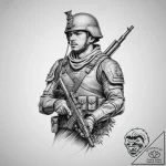 Tattoo sketch soldier with a scroll, tattoo f… – tattoo sketch (№1756276840_0, 27.08.2025 06:40) — tattoovalue.net