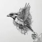 Tattoo sketch loggerhead shrike, artistic tat… – tattoo sketch (№1756278814_0, 27.08.2025 07:13) — tattoovalue.net