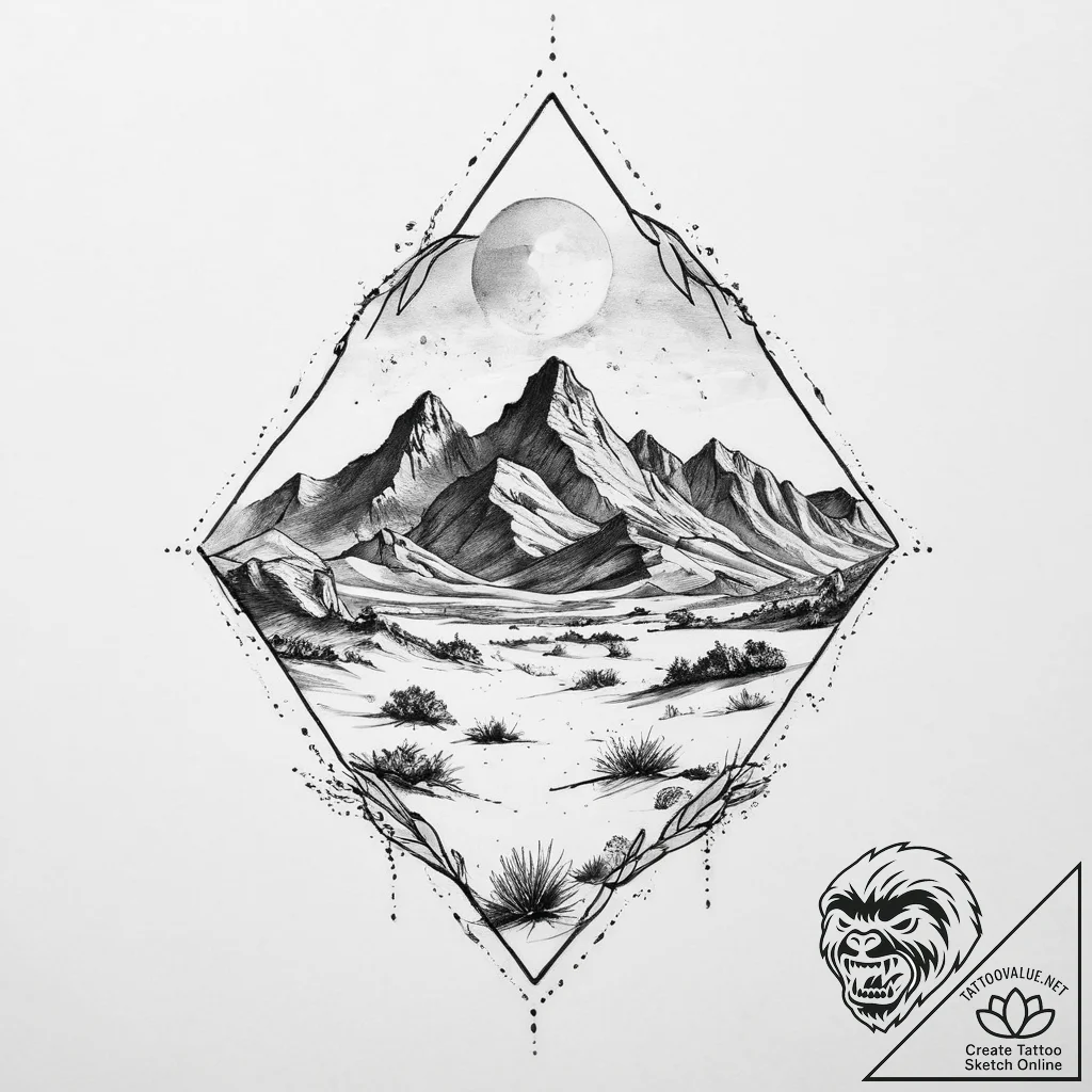 Tattoo sketch desert - tattoo sketch (№1756279011_0, 27.08.2025 07:16) — tattoovalue.net