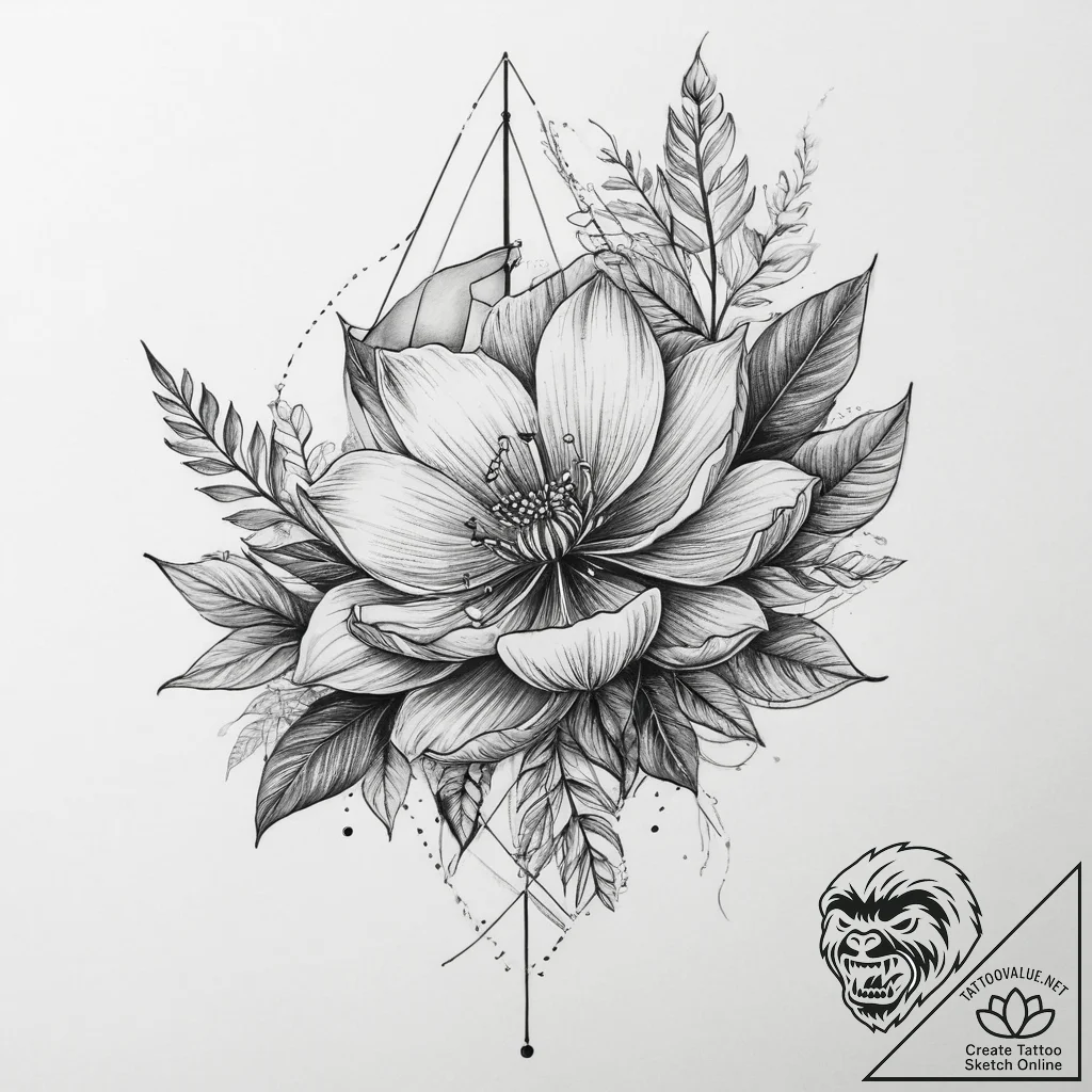 Tattoo sketch ship with a flower, tattoo line... - tattoo sketch (№1756279206_0, 27.08.2025 07:20) — tattoovalue.net