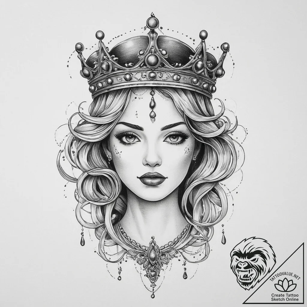 Tattoo sketch череп с короной, tattoo line ar... - tattoo sketch (№1756279602_0, 27.08.2025 07:26) — tattoovalue.net