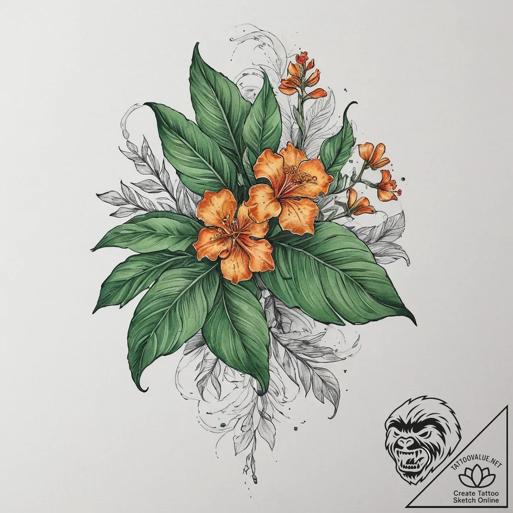 Tattoo sketch ginger plant, artistic tattoo s... - tattoo sketch (№1756280587_0, 27.08.2025 07:43) — tattoovalue.net