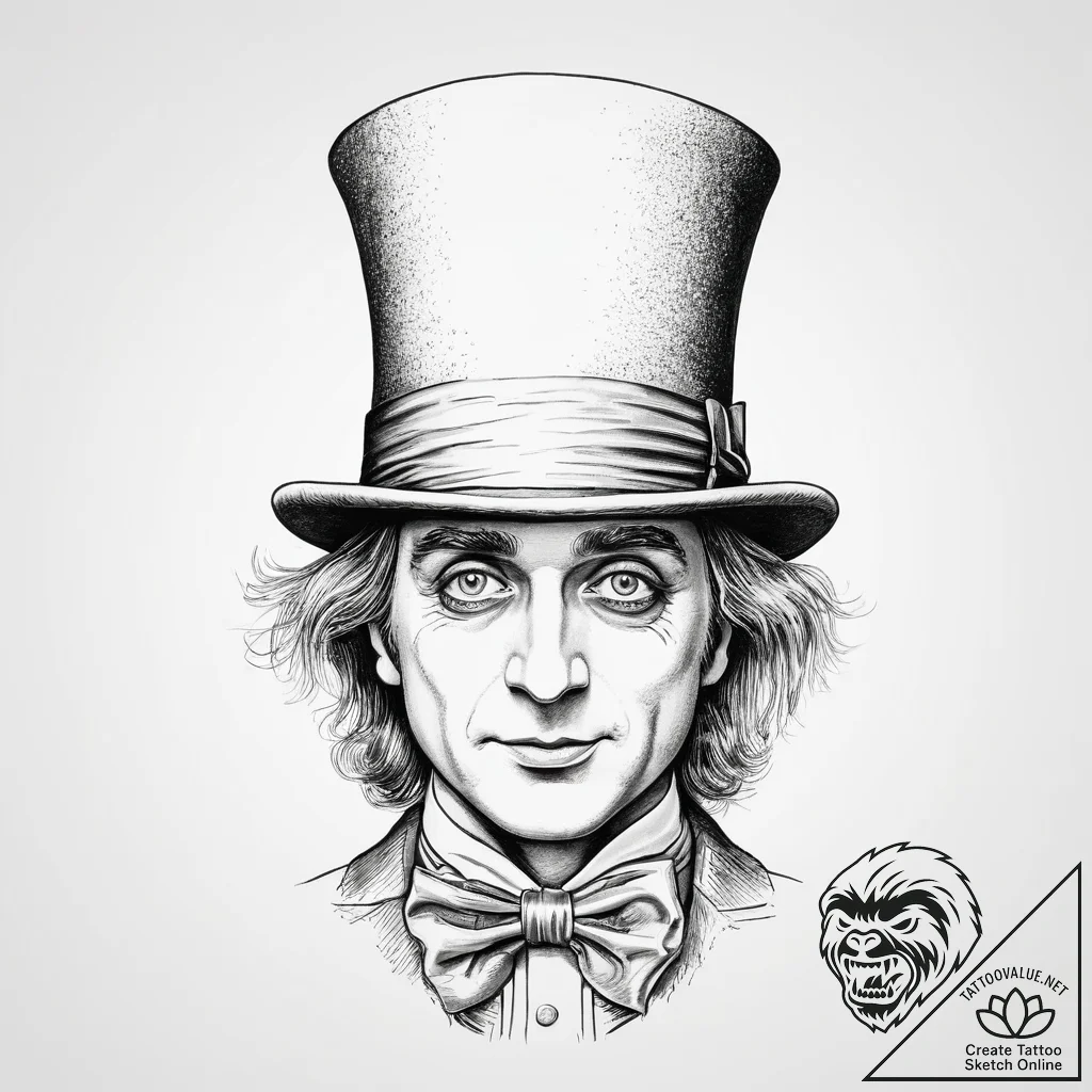 Tattoo sketch willy wonka top hat, tattoo fla... - tattoo sketch (№1756280785_0, 27.08.2025 07:46) — tattoovalue.net