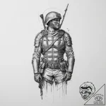 Tattoo sketch soldier with a sinner, tattoo l… – tattoo sketch (№1756281774_0, 27.08.2025 08:02) — tattoovalue.net