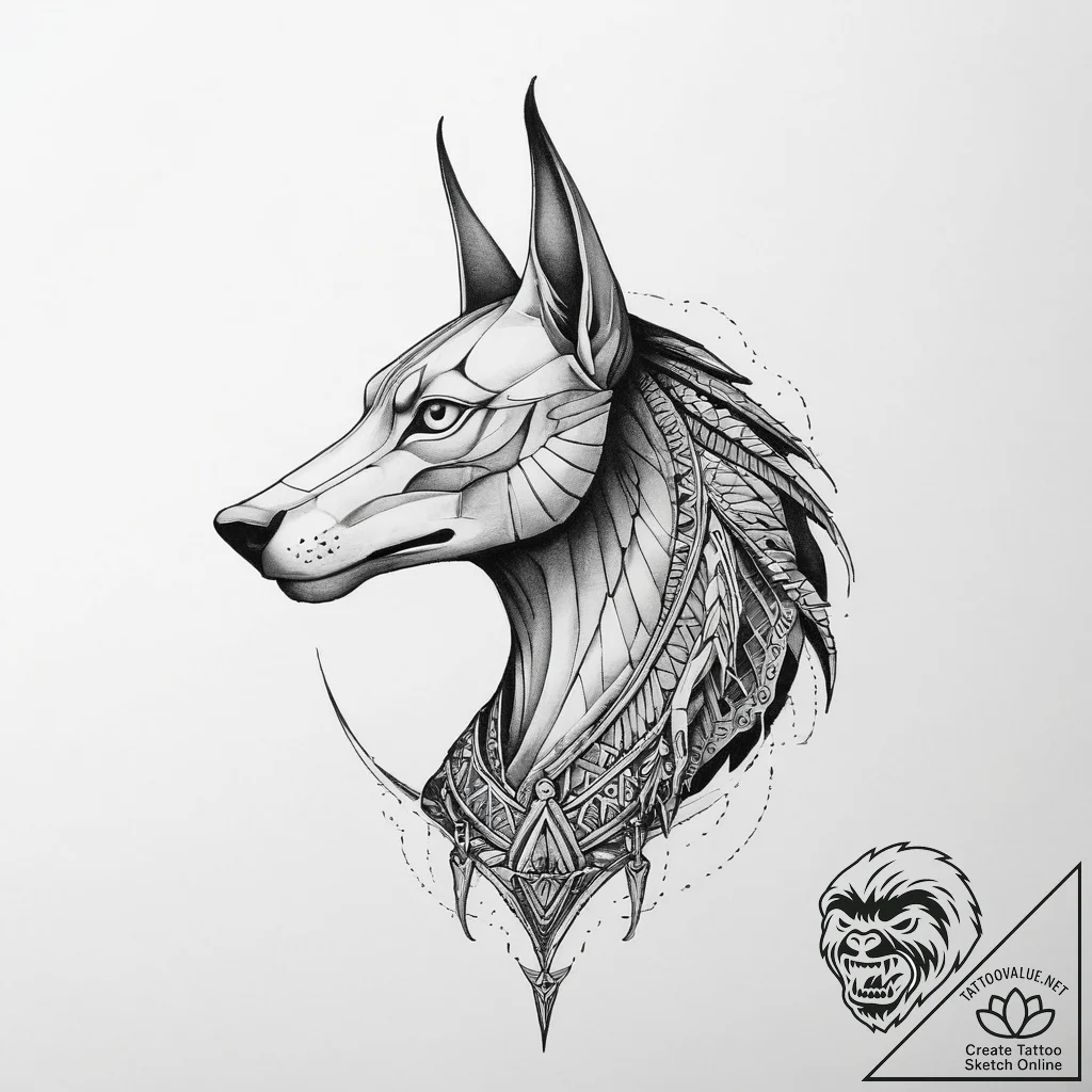 Tattoo sketch anubis with scales - tattoo sketch (№1756282761_0, 27.08.2025 08:19) — tattoovalue.net