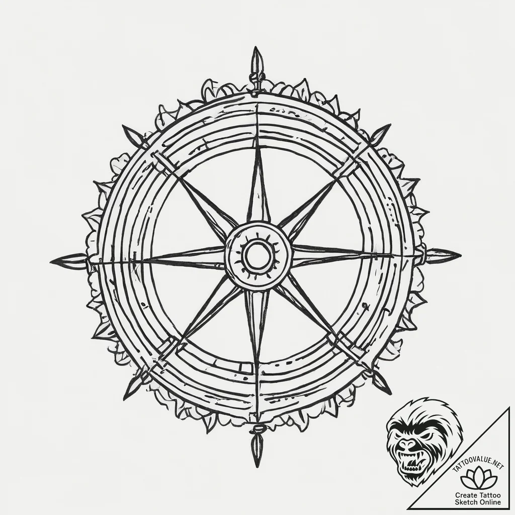 Tattoo sketch ship's wheel tattoo, ink illust... - tattoo sketch (№1756283153_0, 27.08.2025 08:25) — tattoovalue.net