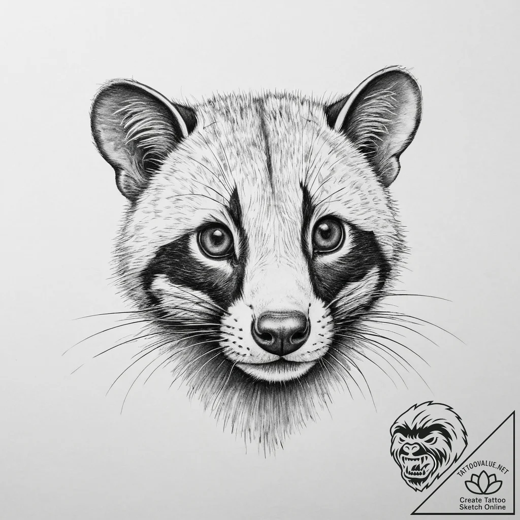 Tattoo sketch civet - tattoo sketch (№1756283350_0, 27.08.2025 08:29) — tattoovalue.net