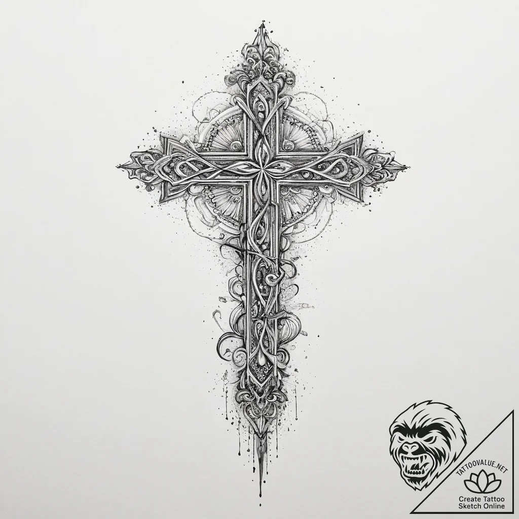 Tattoo sketch reflection, artistic tattoo ske... - tattoo sketch (№1756286113_0, 27.08.2025 09:15) — tattoovalue.net