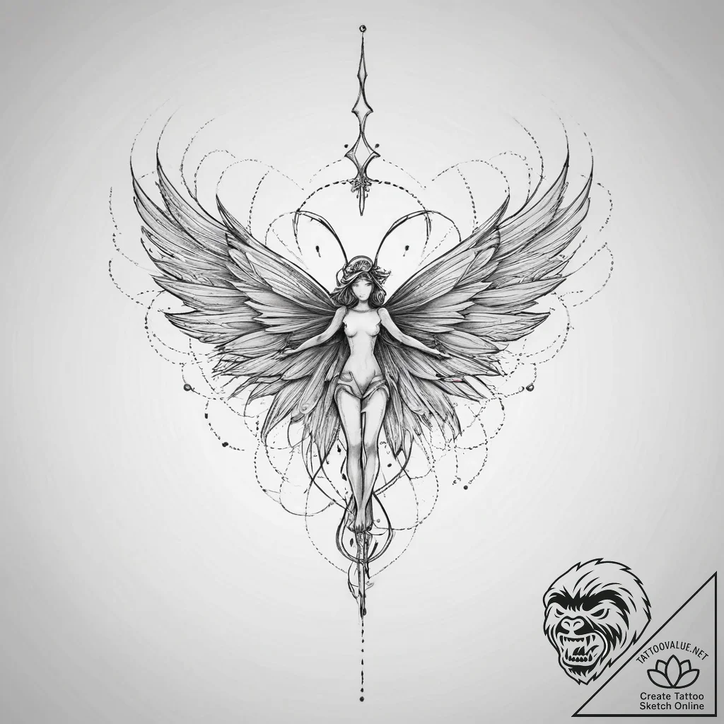 Tattoo sketch fairy tattoo, tattoo line art,... - tattoo sketch (№1756288684_0, 27.08.2025 09:58) — tattoovalue.net