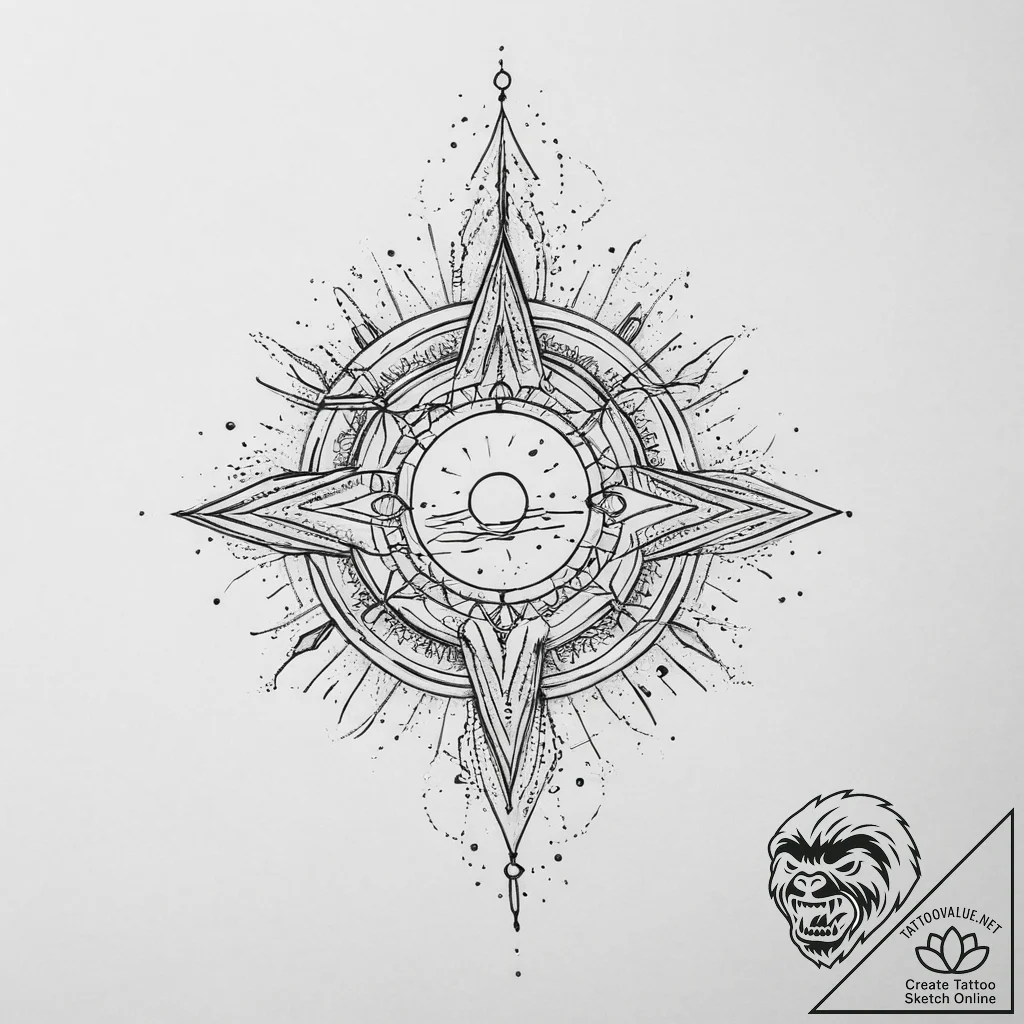 Tattoo sketch cosmic past, tattoo line art, o... - tattoo sketch (№1756289080_0, 27.08.2025 10:04) — tattoovalue.net