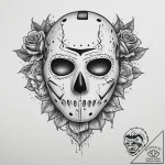 Tattoo sketch friday the 13th jason mask, tat… – tattoo sketch (№1756289476_0, 27.08.2025 10:11) — tattoovalue.net