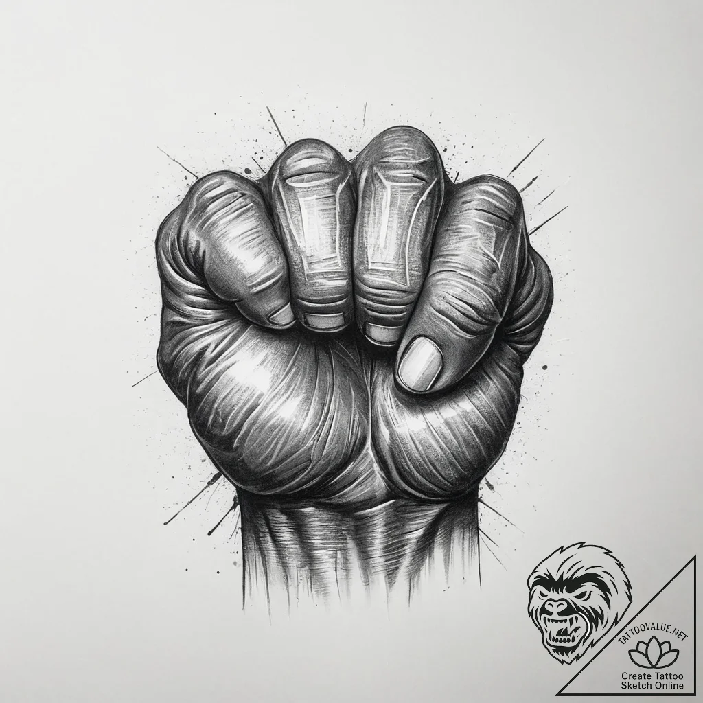 Tattoo sketch hulk fist, concept art for tatt... - tattoo sketch (№1756290265_0, 27.08.2025 10:24) — tattoovalue.net