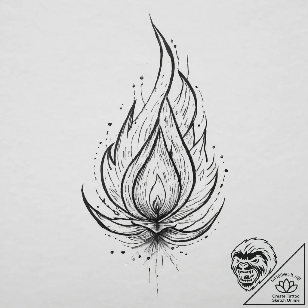 Tattoo sketch fire with a flame, artistic tat... - tattoo sketch (№1756290662_0, 27.08.2025 10:31) — tattoovalue.net