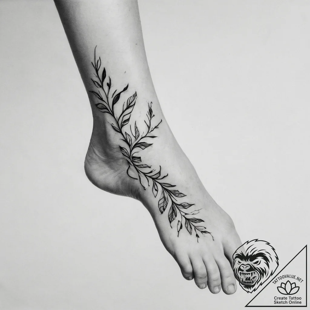 Tattoo sketch foot - tattoo sketch (№1756291450_0, 27.08.2025 10:44) — tattoovalue.net