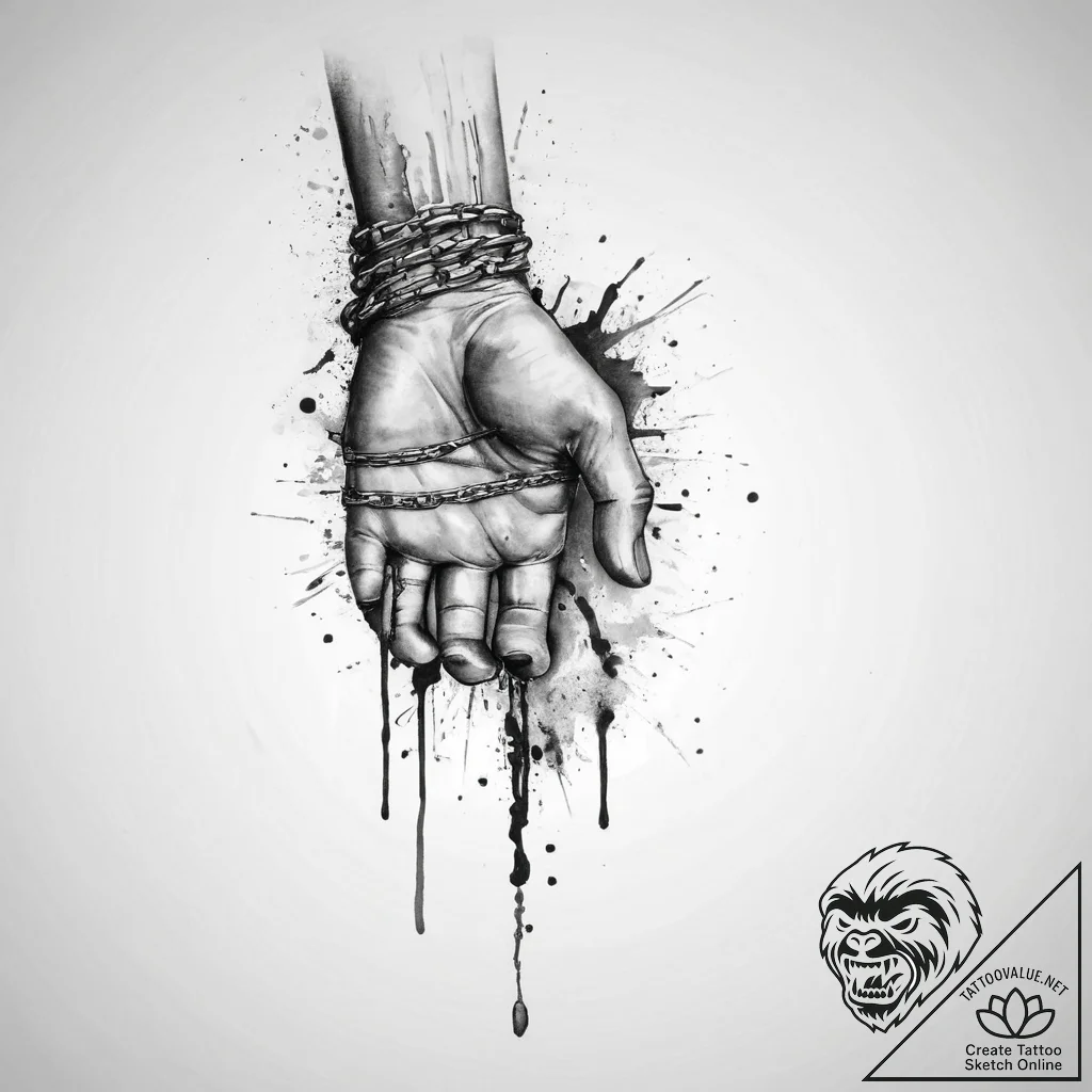 Tattoo sketch hands with a chain, tattoo sket... - tattoo sketch (№1756291645_0, 27.08.2025 10:47) — tattoovalue.net