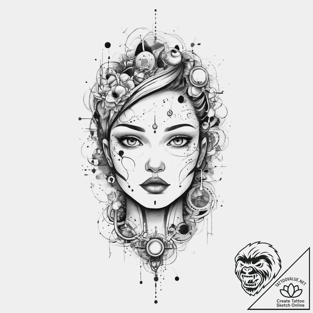 Tattoo sketch cosmic character, tattoo sketch... - tattoo sketch (№1756294623_0, 27.08.2025 11:37) — tattoovalue.net