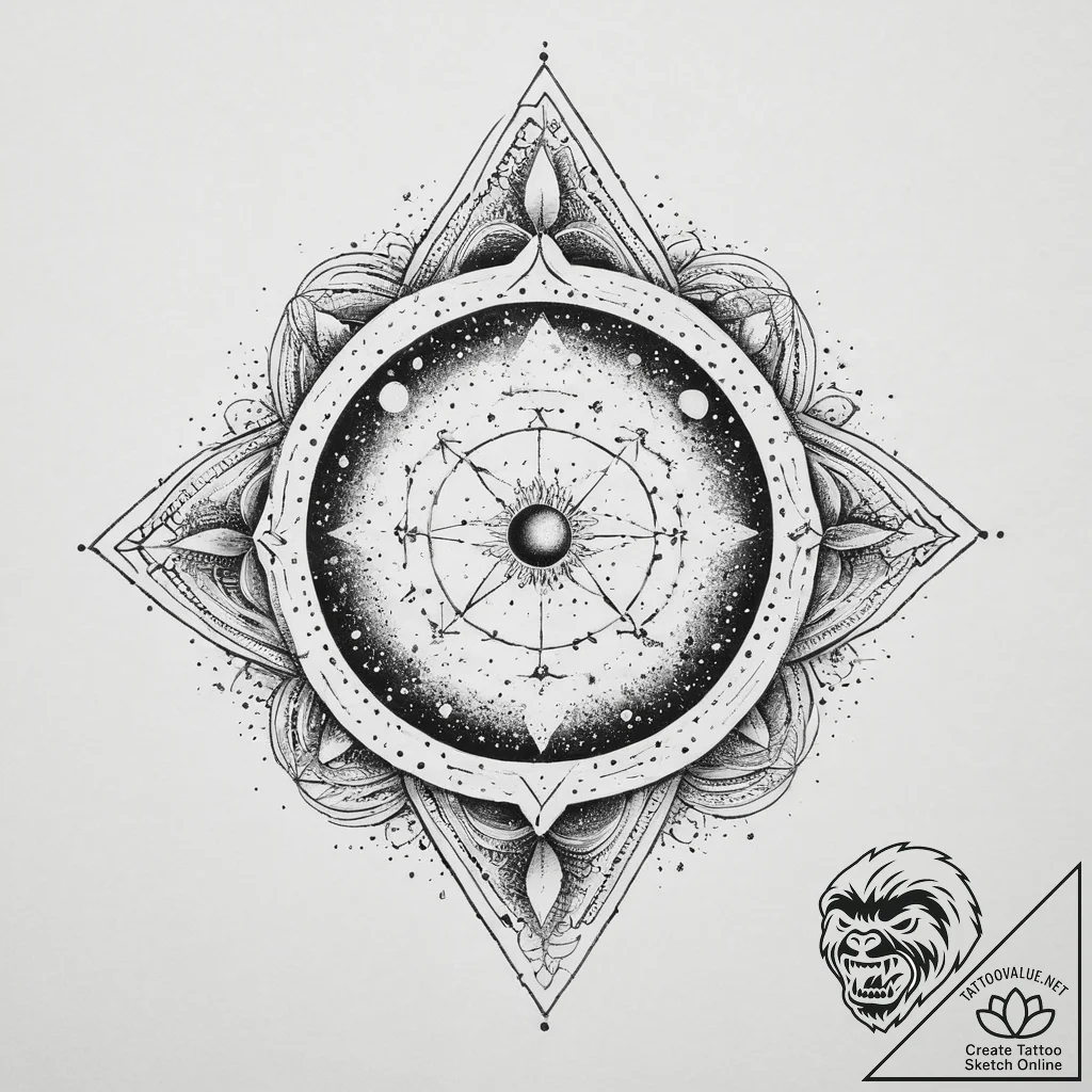 Tattoo sketch cosmic cosmos, tattoo drawing o... - tattoo sketch (№1756295811_0, 27.08.2025 11:56) — tattoovalue.net
